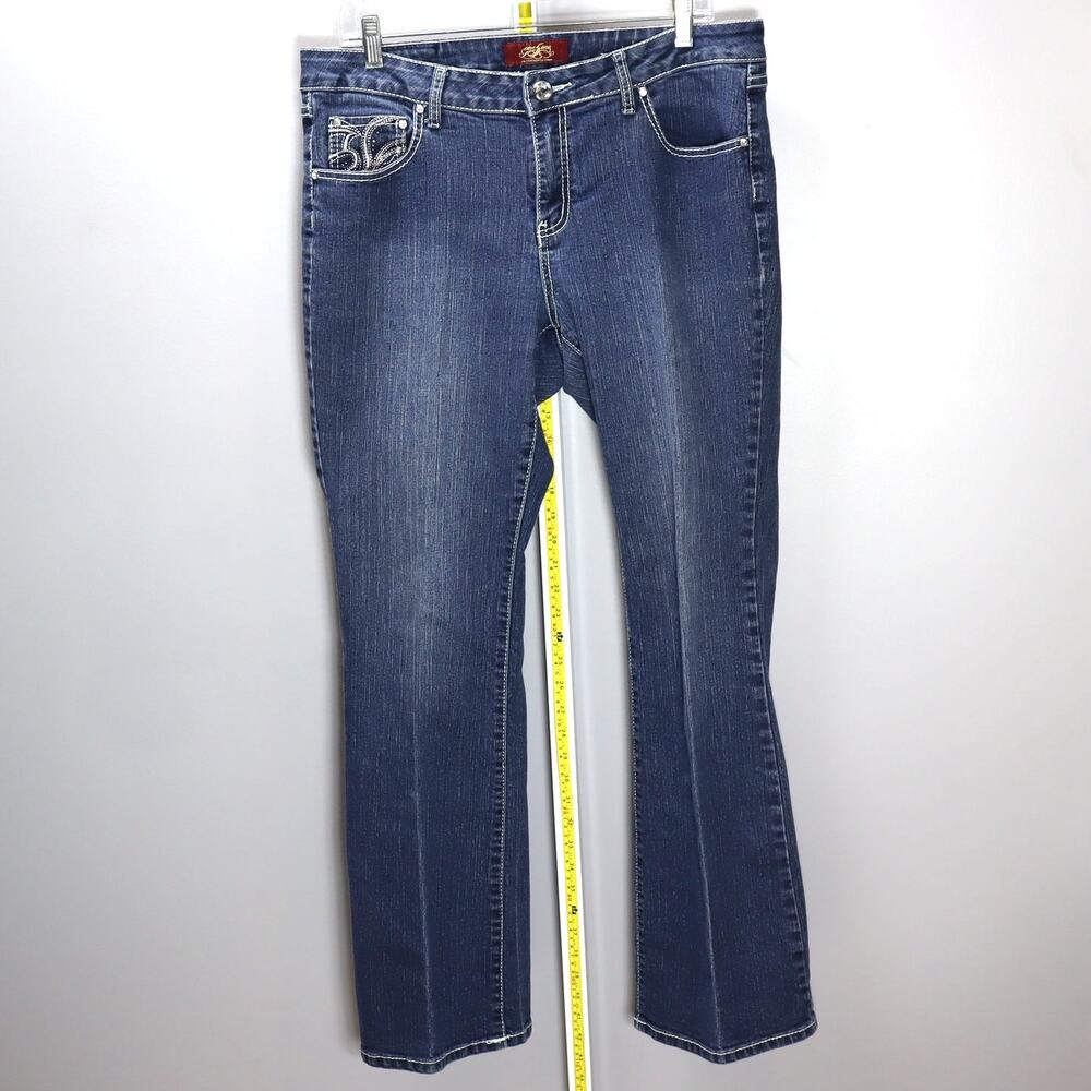 One 5 One Bootcut Jeans‎ Womens Size 12 Stretch Dark Wash Embellished Pockets